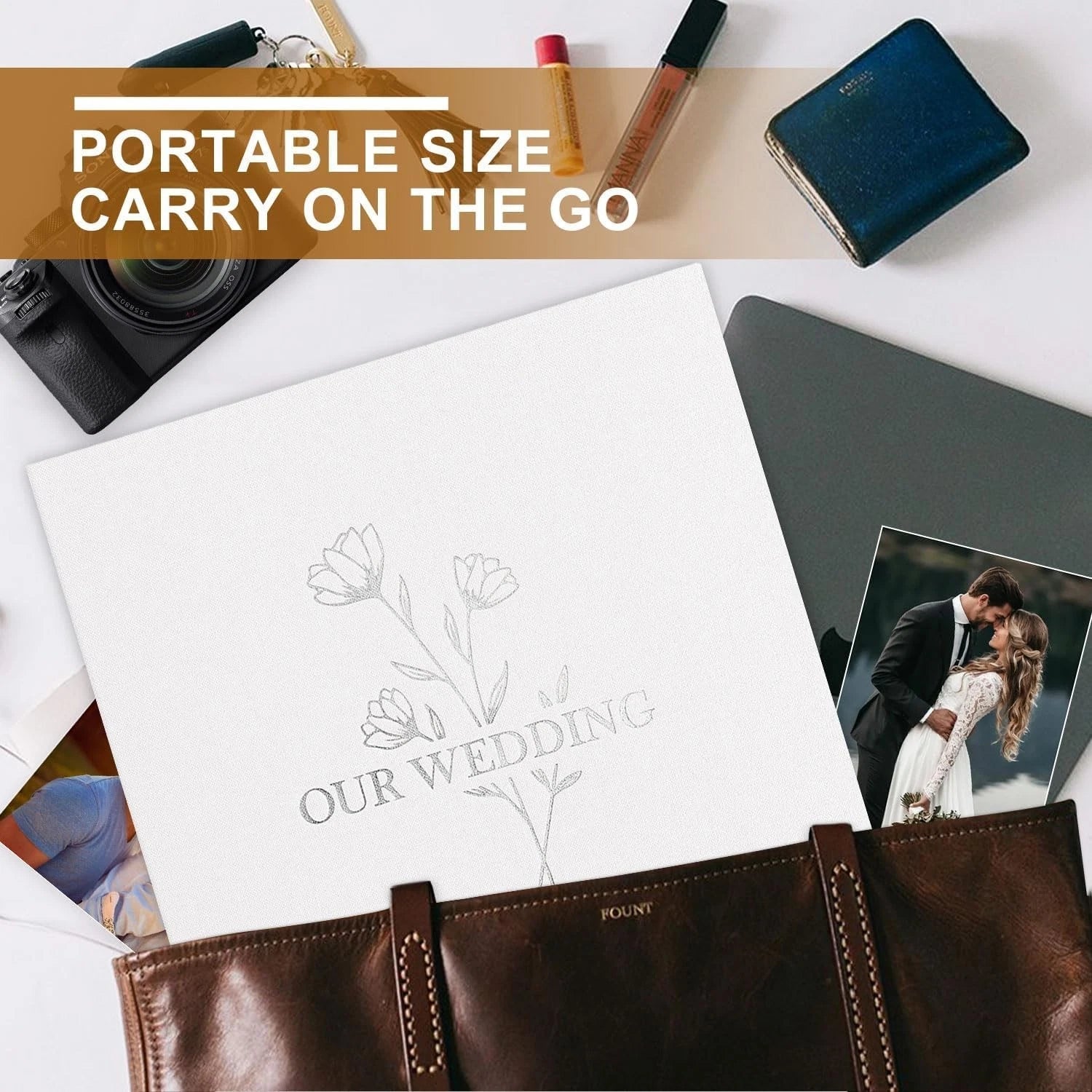 Wedding Photo Album 8x10, Each Pack holds 50 Pictures Slip in Pockets (White) 07FC0E-D4 - KOEEK