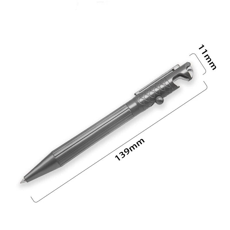 EDC Titanium Pocket Ballpoint Pen Tactical Signature Pen w/ Bottle Opener Tool 07FC0E-D4 - KOEEK
