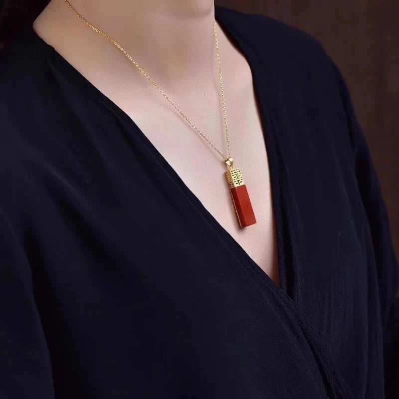 1Pc Classical Retro Pendant Double Happiness Sweater Chain Cheongsam Jewelry 07FC0E-D4 - KOEEK