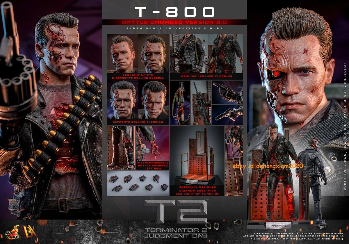 1/6 Hot Toys T-800 Battle-Damaged 2.0 Terminator 2 Scale DX46 Figure HOT_TOYS - KOEEK