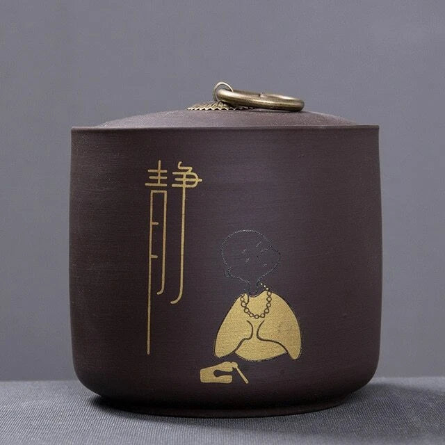 Purple Clay Tea Caddy Puer Tea Storage Tea Jar Candy Dried Fruit Container Box 07FC0E-D4 - KOEEK