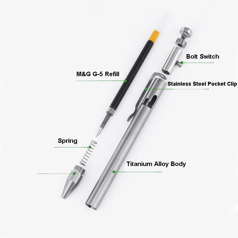 Pocket Titanium Alloy Ballpoint Pen Business Signature Pen Portable Outdoor EDC 07FC0E-D4 - KOEEK