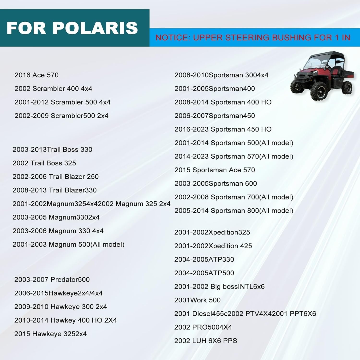new Steering Upper Bushing Replacement Parts For Polaris Sportsman 300 400 500... 07FC0E-D4 - KOEEK