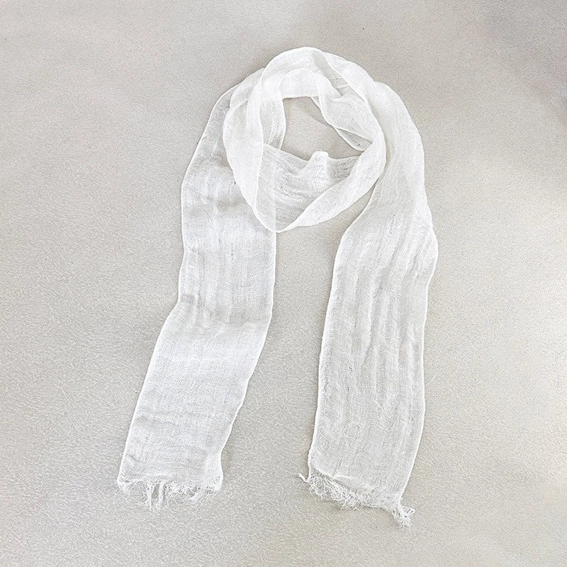 Unisex Narrow Slender Flax Linen Tassel Scarf Neckerchief Shawl Thin Bandana 07FC0E-D4 - KOEEK