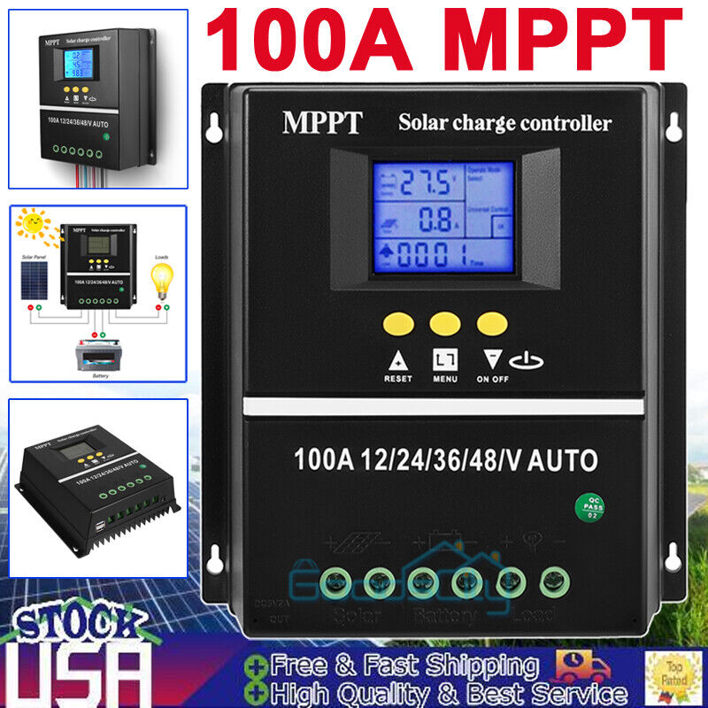 ny 100A MPPT Solar Panel Batteri PV Regulator Lade Controller AUTO 12/24/36/48V