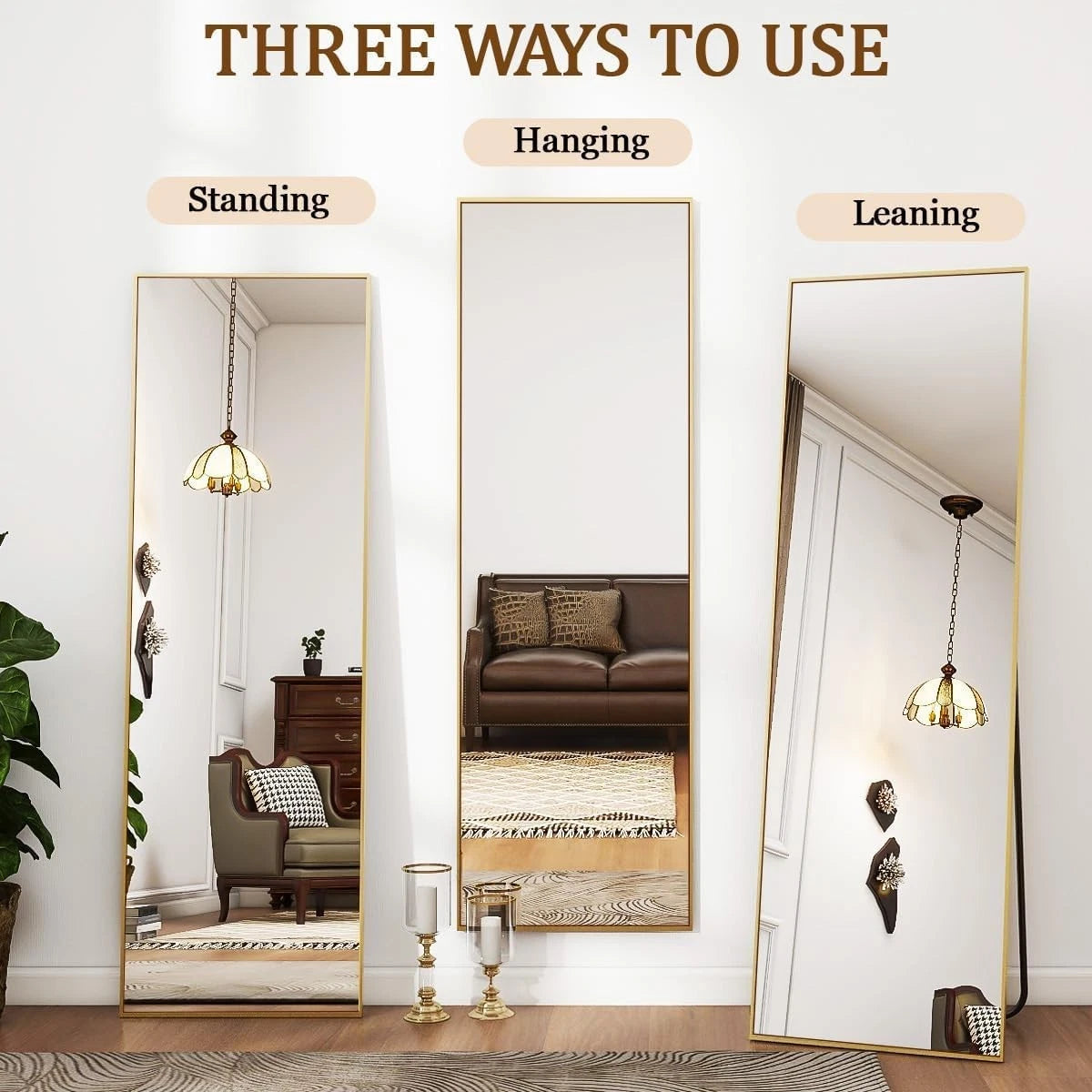 21"x56" Floor Mirror Full Length, Bedroom Floor Body Mirror, Large Gold Mirror 07FC0E-D4 - KOEEK