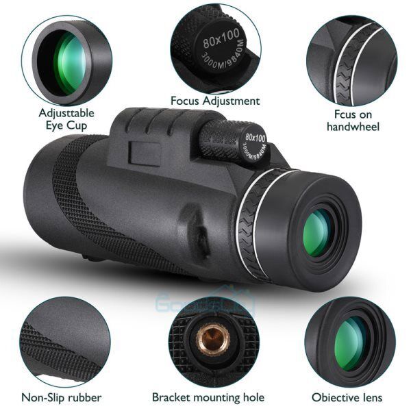 HD Day/Night Military Telescope 80X100 Zoom Monocular with Tripod