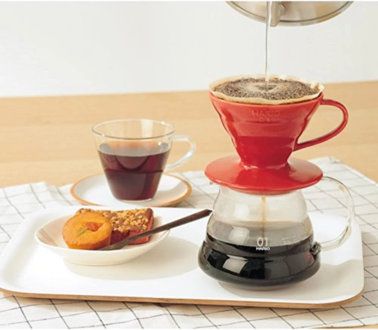 Ceramic red coffee filter cup, suitable for 1-4 cups of coffee. 07FC0E-D4 - KOEEK