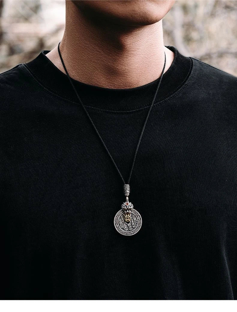 Rotating Taoist Pendant Necklace Pixiu Bagua Chinese Style  Charm 07FC0E-D4 - KOEEK