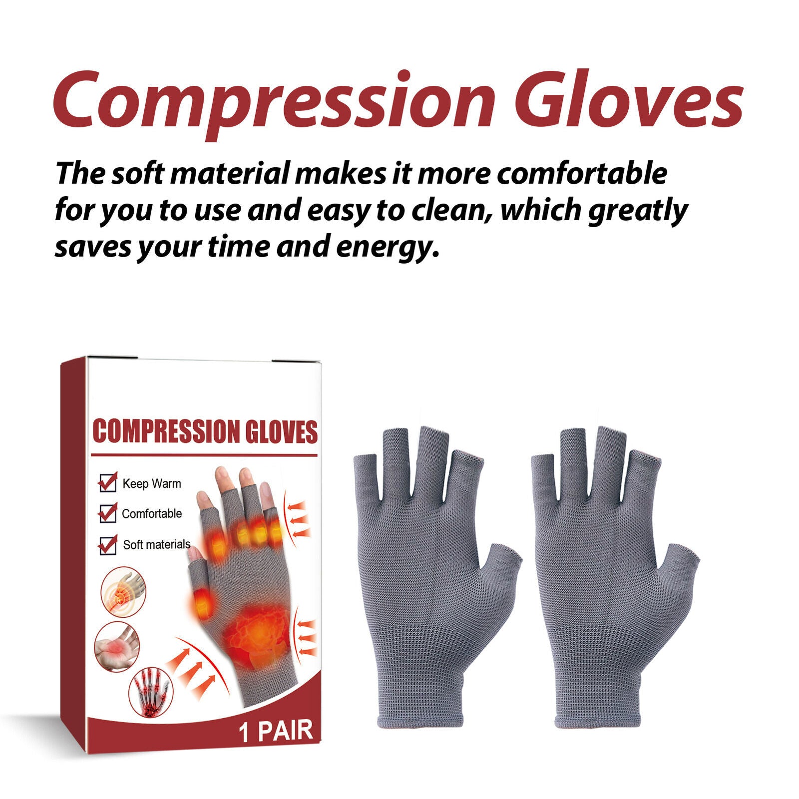 new Compression Gloves for Carpal Tunnel Fingerless Half Typing Open-Finger Gloves koeek - KOEEK