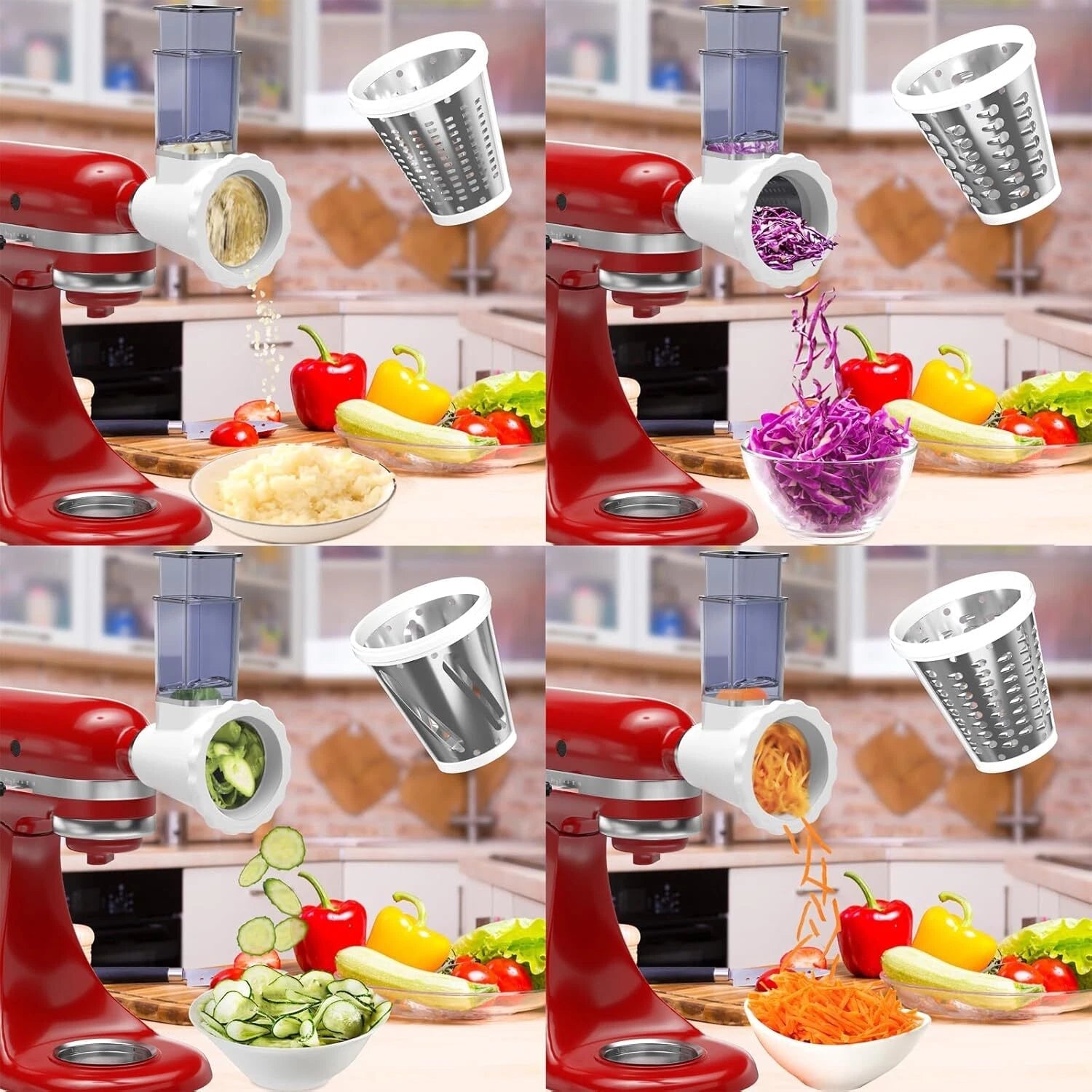 KitchenAid Stand Mixer, Food Slicer, Vegetable Chopper with 4 Blades 07FC0E-D4 - KOEEK