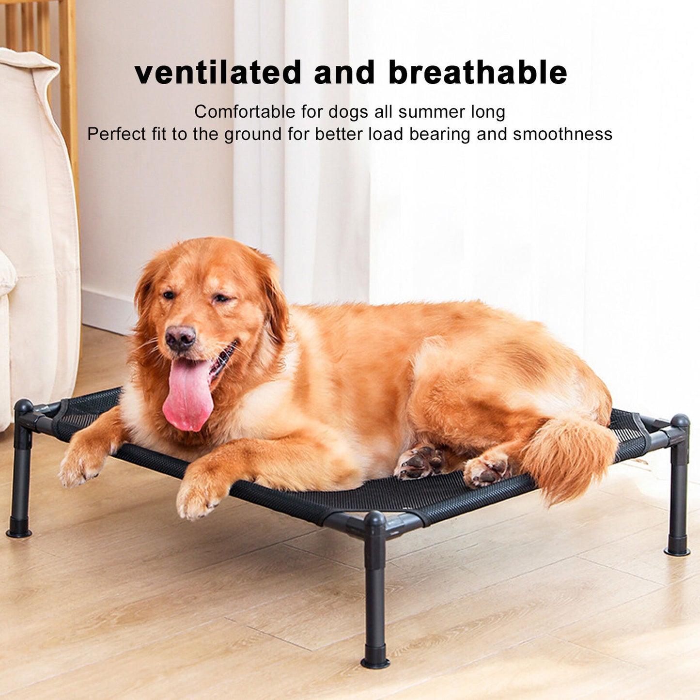 new Elevated Dog Bed Metal Frame Breathable Mesh Outdoor Raised Dog Bed All Seasons koeek - KOEEK