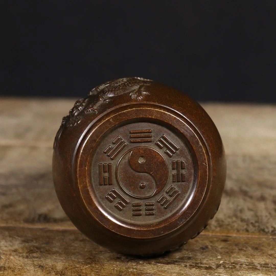 13.8cm Bagua Fire Dragon Gourd Bottle Figurine Feng Shui Copper Home Decor 07FC0E-D4 - KOEEK