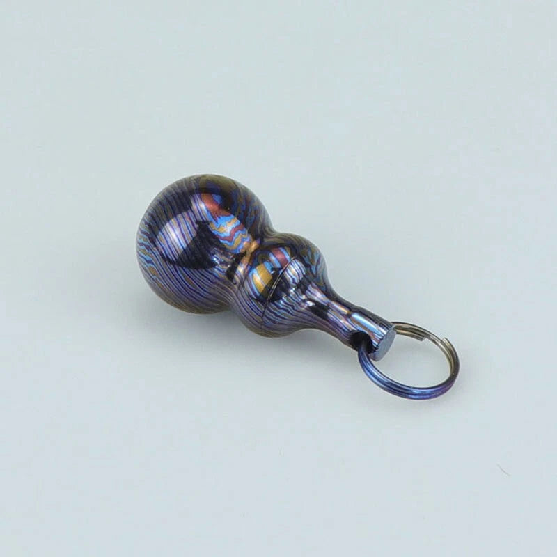Titanium Timascus Waterproof Pill Container Gourd Box Keychain Pendant EDC 07FC0E-D4 - KOEEK