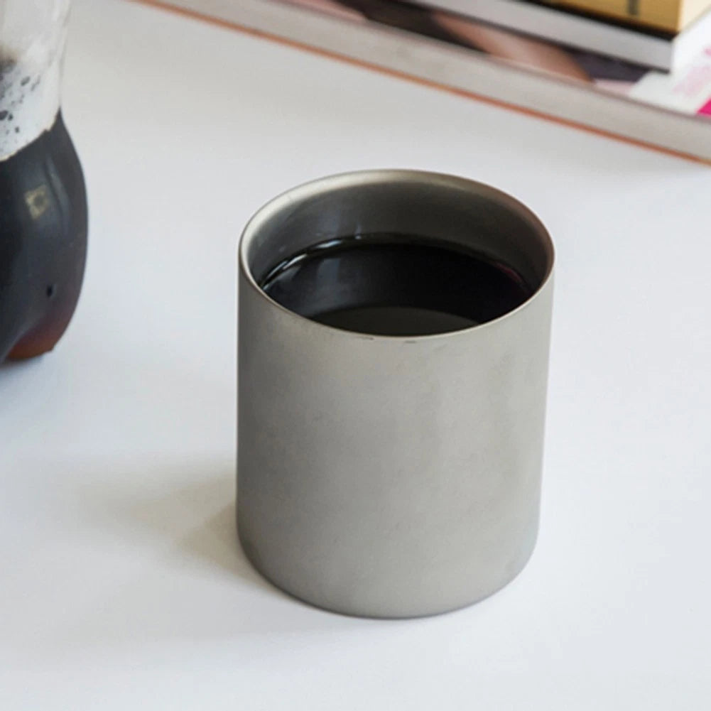 For Home Outdoor Camping Double Wall Titanium Water Cup Coffee Tea Mug With Lid 07FC0E-D4 - KOEEK