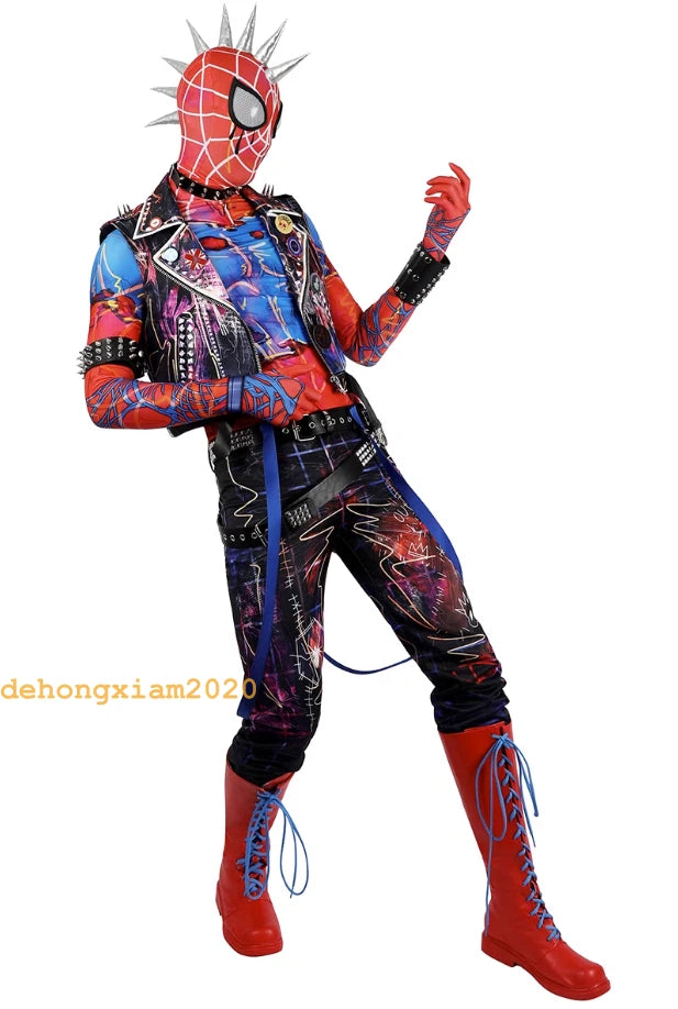Spiderman Across The Spider-Verse Hobie Brown Cosplay Punk Costume Halloween Set 07FC0E-D4 - KOEEK