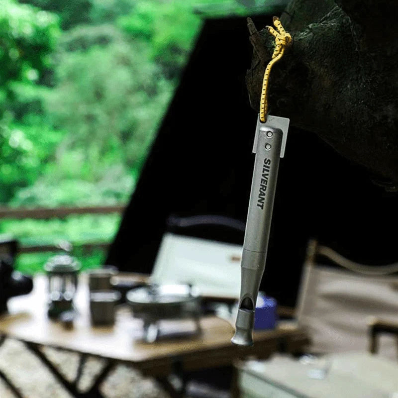 Hot EDC Titanium Whistle Waterproof Flint Outdoor Camping Survival Tool Keychain 07FC0E-D4 - KOEEK