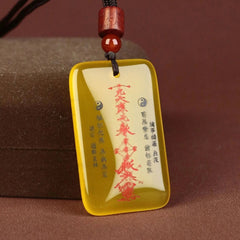 Natural Jade Taoist Nine Heavens Thunder Ancestor Pendant Single Sided Carved 07FC0E-D4 - KOEEK
