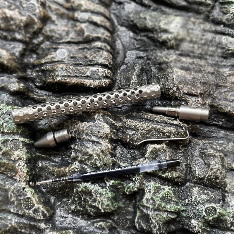 Titanium Alloy EDC Writing Pocket Pen Ballpoint Pen Hollow Signature Pen Gift 07FC0E-D4 - KOEEK