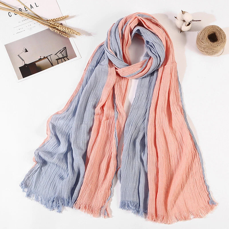 Men's Scarf Striped Cotton Linen Shawls and Wraps Pleated Scarves Unisex Scarf 07FC0E-D4 - KOEEK