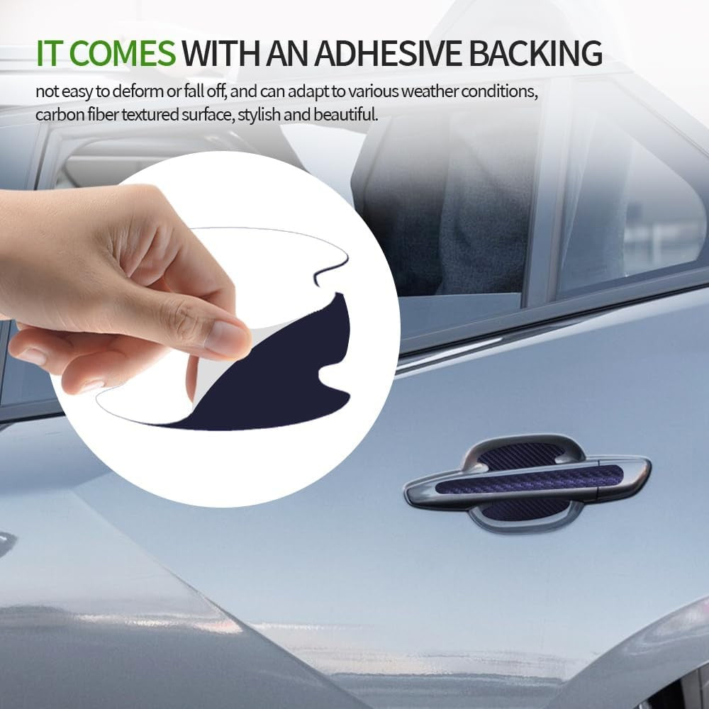 new 8PCS Car Door Handle Scratch Protectors, Carbon Fiber Blue 07FC0E-D4 - KOEEK