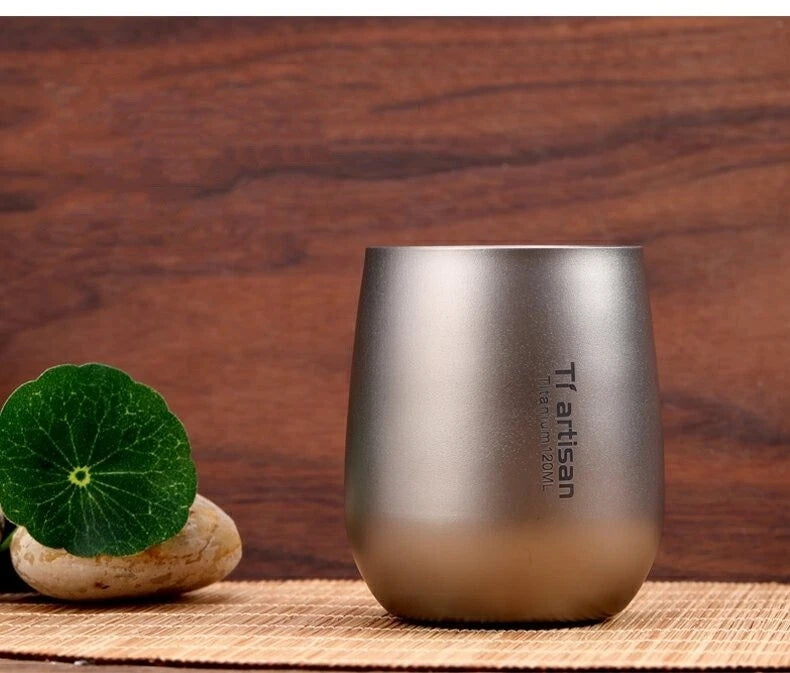 120ML EDC Double Wall Titanium Water Tea Coffee Cup Insulated Drinking Cup Mug 07FC0E-D4 - KOEEK