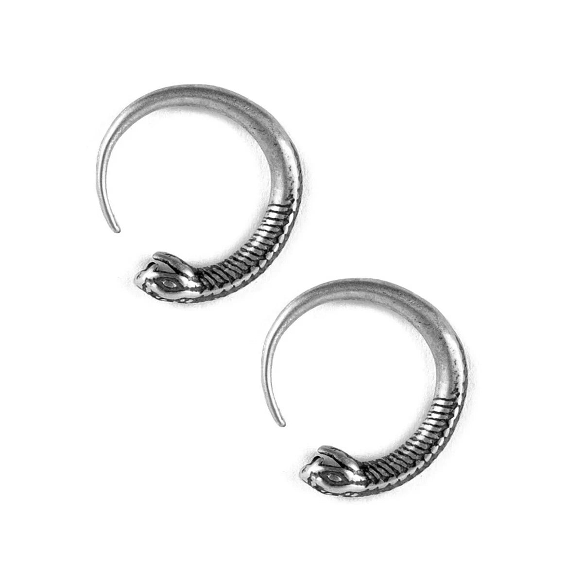 Hot 1 Pair Sterling Silver Snake Hook Stud Earrings for Biker Women Men 07FC0E-D4 - KOEEK