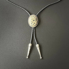 Natural Spotted Stone Bolo Tie Western Cowboy Vintage PU Rope Wedding Necklace 07FC0E-D4 - KOEEK