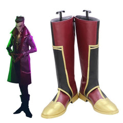 Cosplay LOL Arcane Silco Shoes Female Or Male Wine Red And Black Leather Boot 07FC0E-D4 - KOEEK