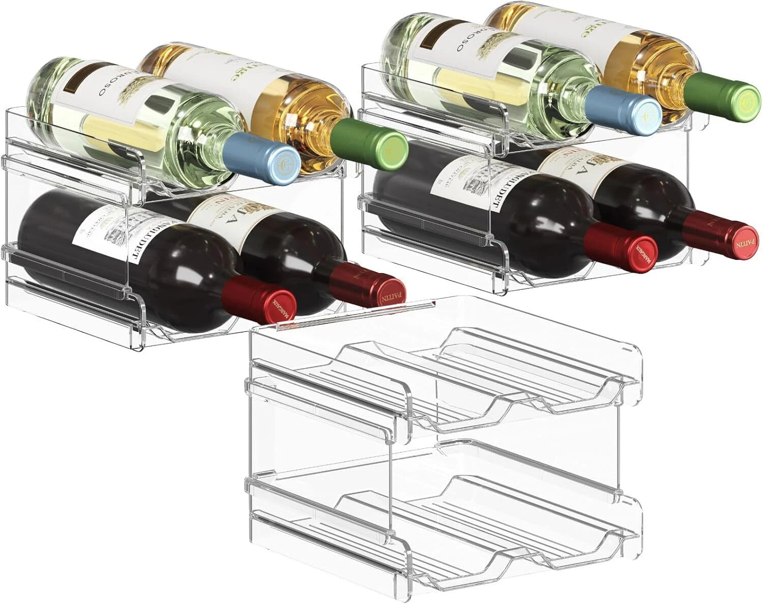 Plastic Stackable Wine Rack for Refrigerator, Cabinet, Countertop,Wine Bottle 07FC0E-D4 - KOEEK