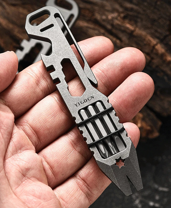 Titanium Crowbar Pry Bar Wrench Spanner Bottle Opener clip Quality EDC Tool 07FC0E-D4 - KOEEK