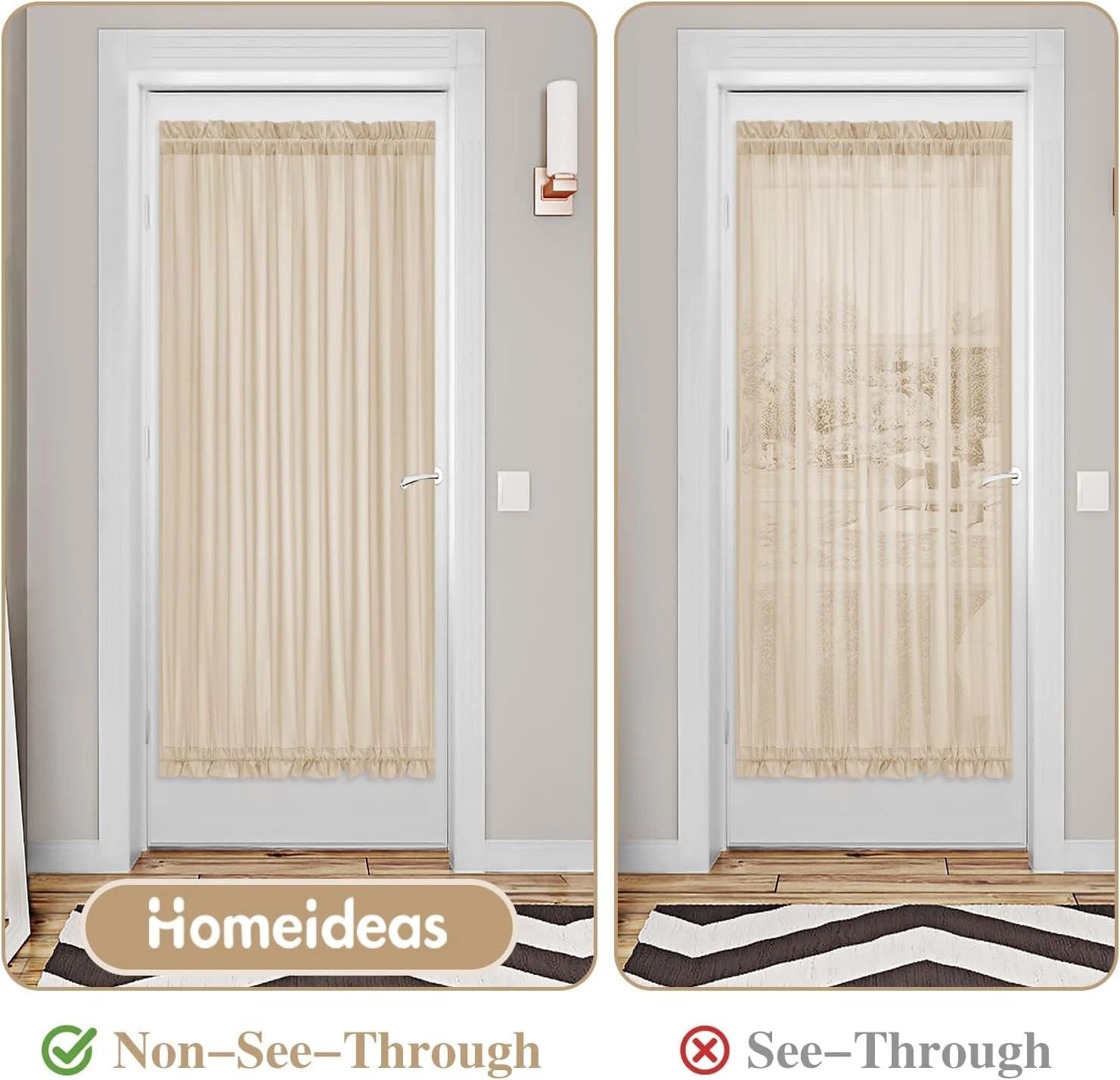 Low-transparency side window French curtains, 54 inches wide x 72 inches long. 07FC0E-D4 - KOEEK