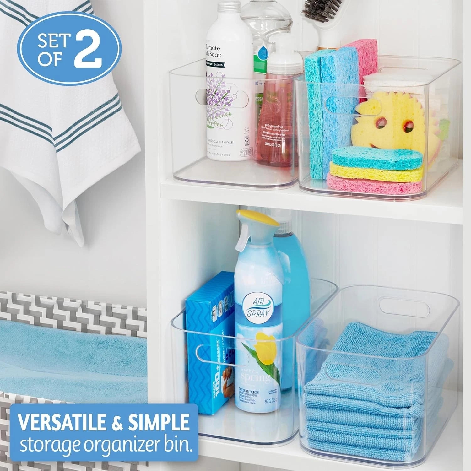 10“ x 6” Clear Open Food Storage Container, 2-Piece Set, with Handles 07FC0E-D4 - KOEEK