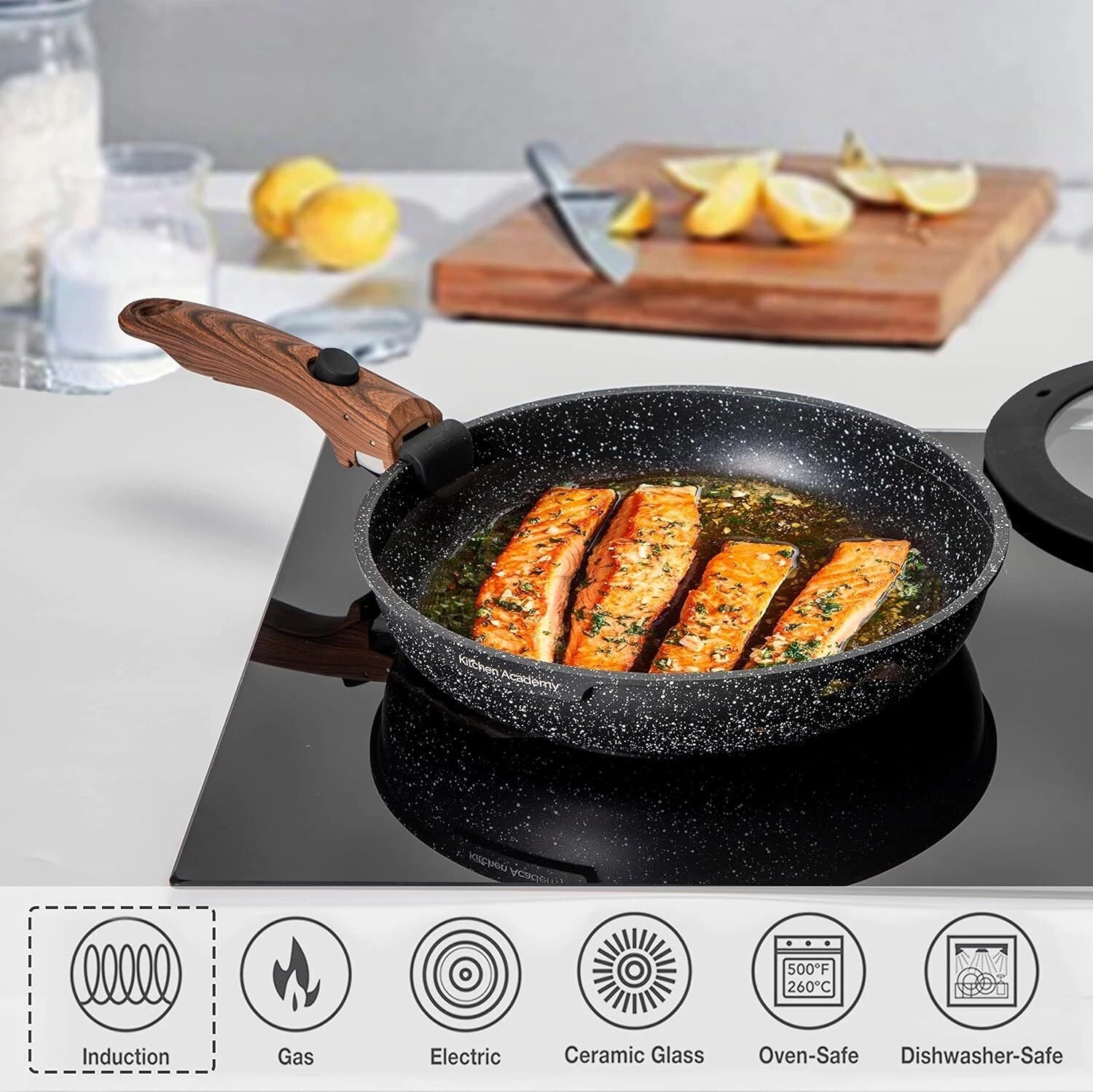 Induction Cookware Set with Removable Handles - 10 Piece Nonstick Cookware Set 07FC0E-D4 - KOEEK