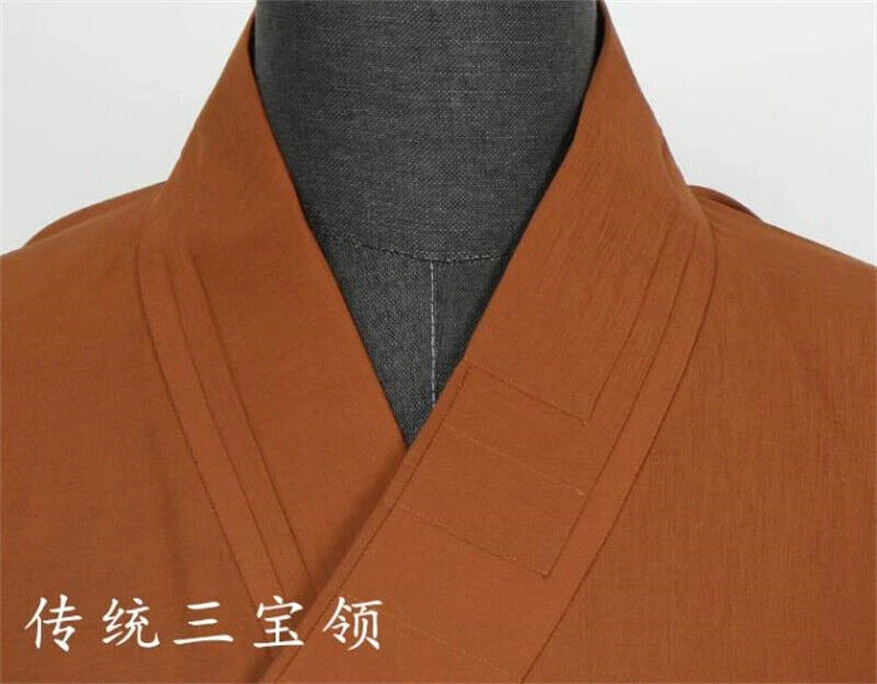 Buddhist Shaolin Monk Robe Linen Kung Fu Suit Meditation Uniforms Full Set 07FC0E-D4 - KOEEK