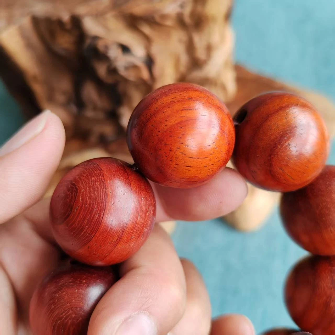 30mm Natural Red Rosewood Buddhist Prayer Beads Blessing Bracelet Accessory Gift 07FC0E-D4 - KOEEK