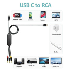 new USB C to RCA Cable Adapter, 6Ft Type-C with usb c rca 07FC0E-D4 - KOEEK