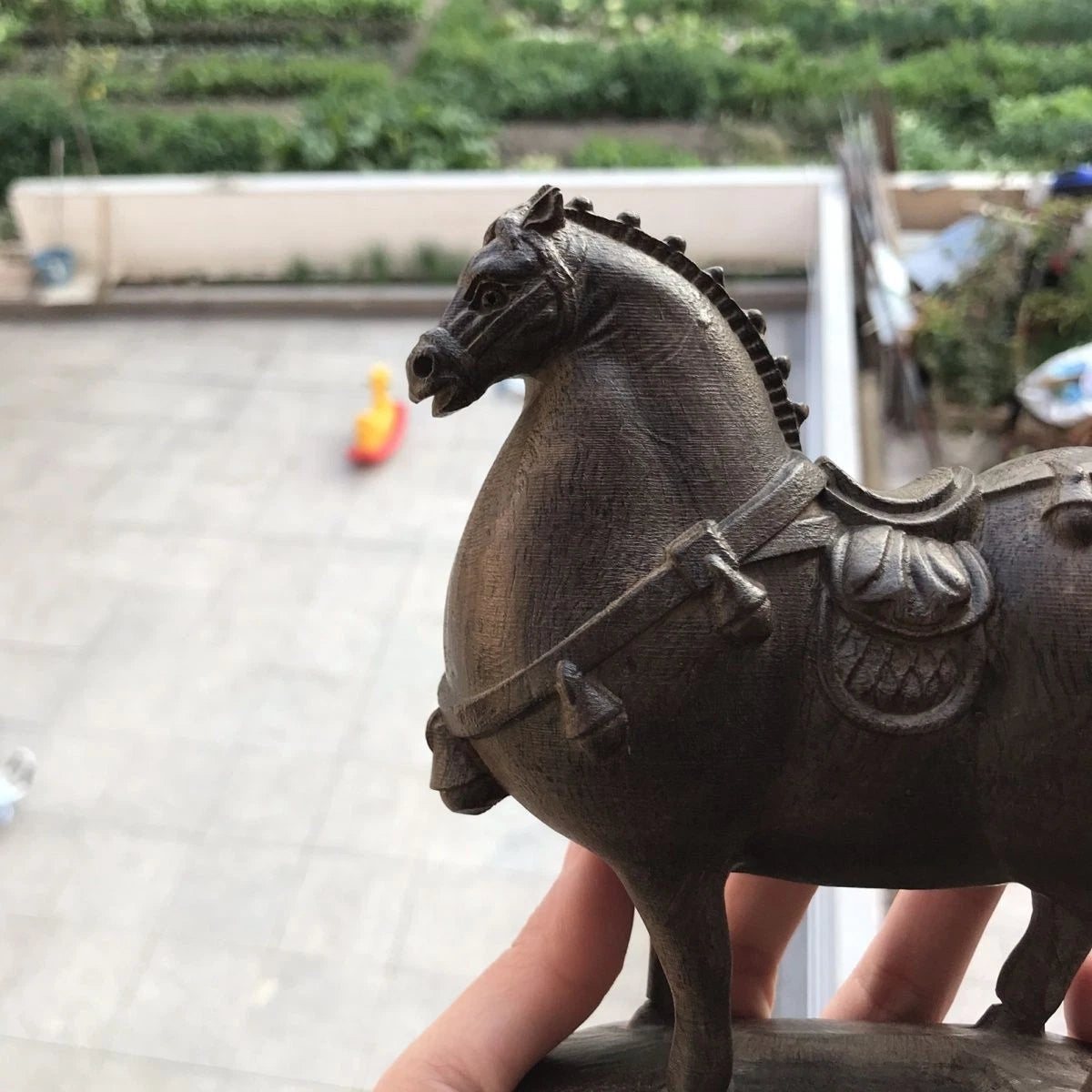 14x15cm Vietnamese Agarwood Carved Tang Horse Figurine Feng Shui Sculpture Gift 07FC0E-D4 - KOEEK