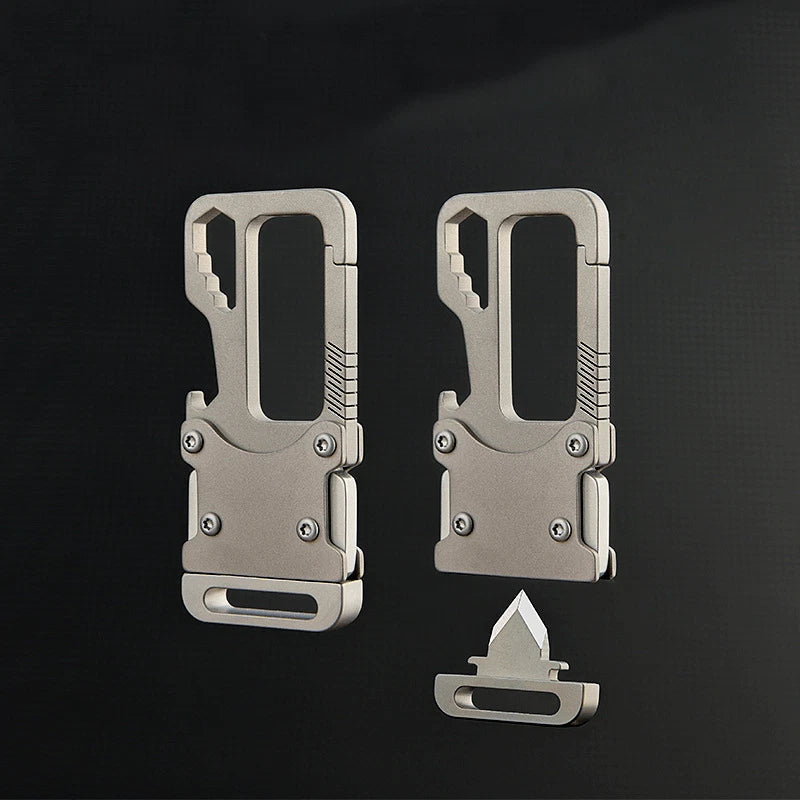 Titanium Alloy Key Chain Carabiner Opener Wrench Cutter EDC Outdoor Multi Tools 07FC0E-D4 - KOEEK