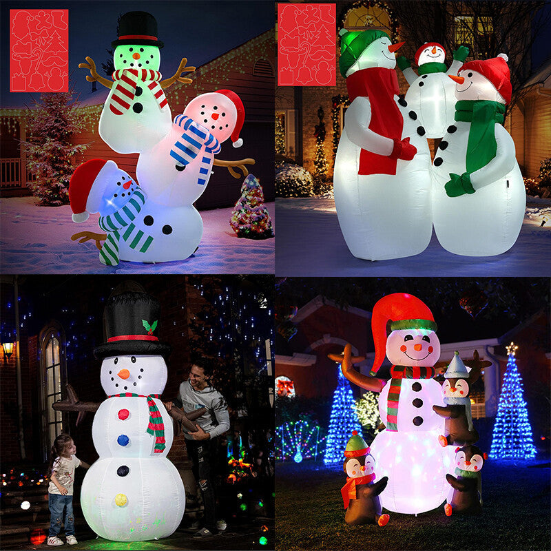 6ft / 8ft Christmas Inflatable Snowman LED Lighted Blow-up Yard Lawn Decoration 07FC0E-D4 - KOEEK