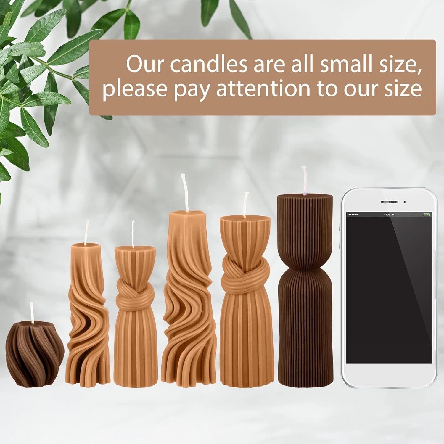 6 Pcs Small Pillar Candles Aesthetic Candles Modern Ribbed Candle Set (Brown) 07FC0E-D4 - KOEEK