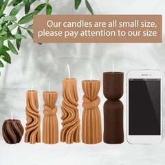 6 Pcs Small Pillar Candles Aesthetic Candles Modern Ribbed Candle Set (Brown) 07FC0E-D4 - KOEEK