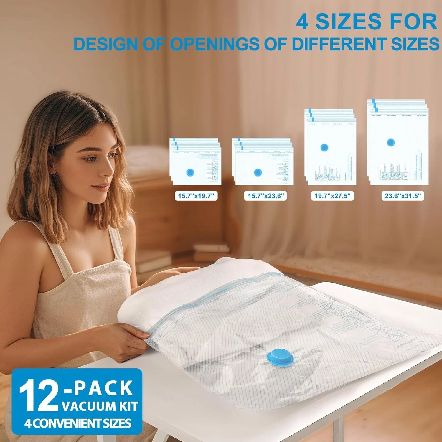 Vacuum Seal Bags for Clothing Travel, 12 Pack Vacuum Storage Bags for Clothes 07FC0E-D4 - KOEEK