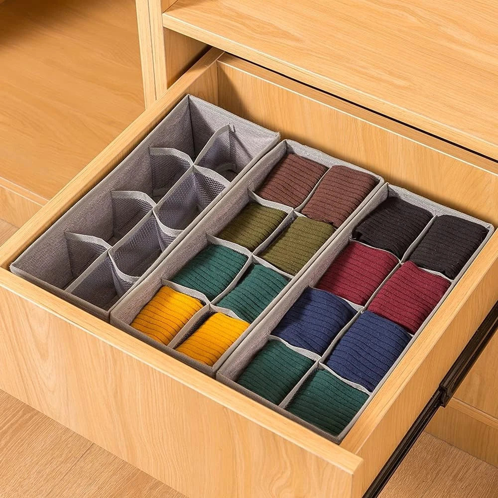 3-piece set of sock and underwear drawer dividers,foldable wardrobe storage box 07FC0E-D4 - KOEEK