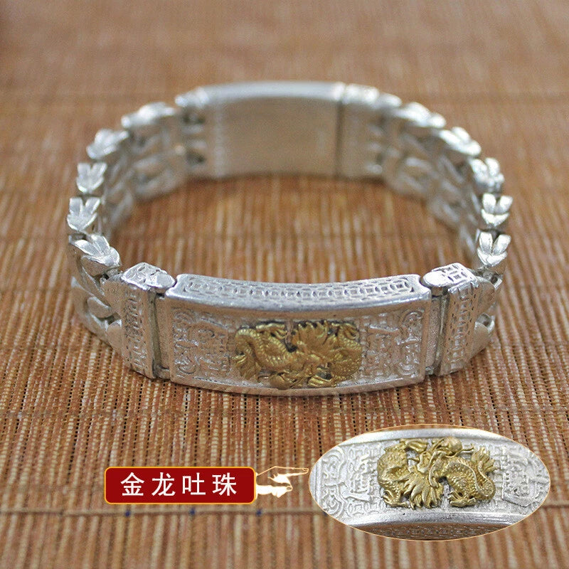 Men's 925 Silver - plating Bracelet. Length 8.6 inches Gift 07FC0E-D4 - KOEEK