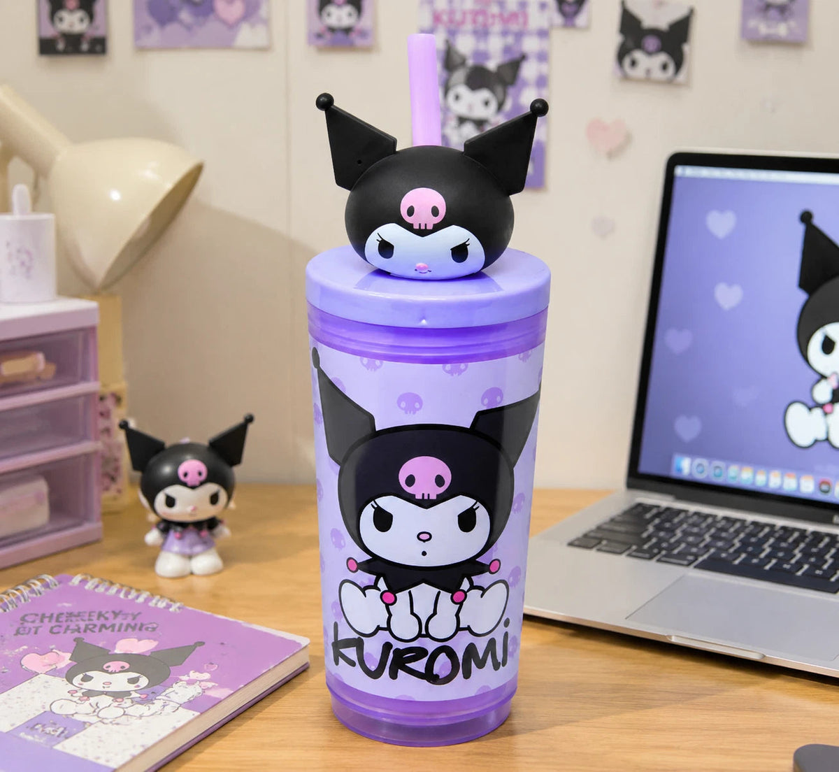 Kuromi 12oz Straw Tumbler with Molded Head Topper – Kids Drinkware Gift KUROMI - KOEEK