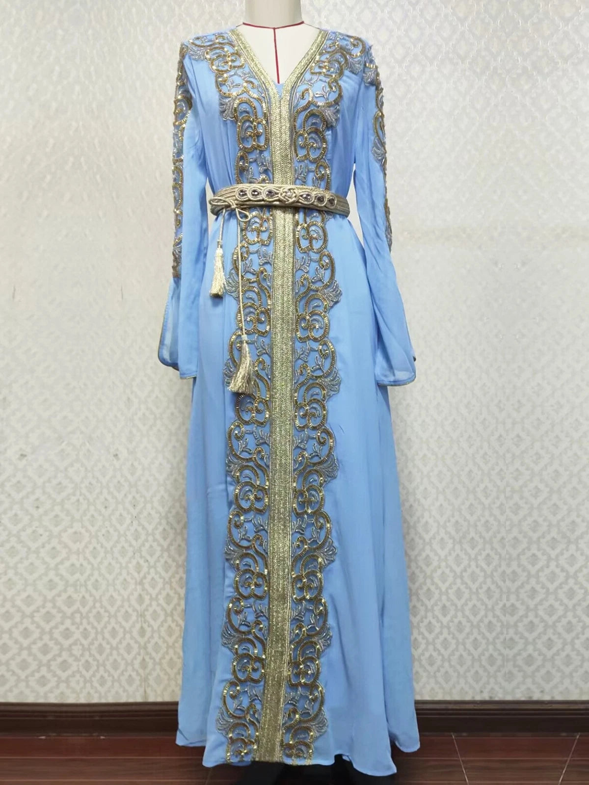 Embroidery Abaya Women Muslim Maxi Dress Kaftan Long Robes Ramadan Gown Dresses 07FC0E-D4 - KOEEK