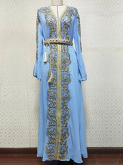 Embroidery Abaya Women Muslim Maxi Dress Kaftan Long Robes Ramadan Gown Dresses 07FC0E-D4 - KOEEK