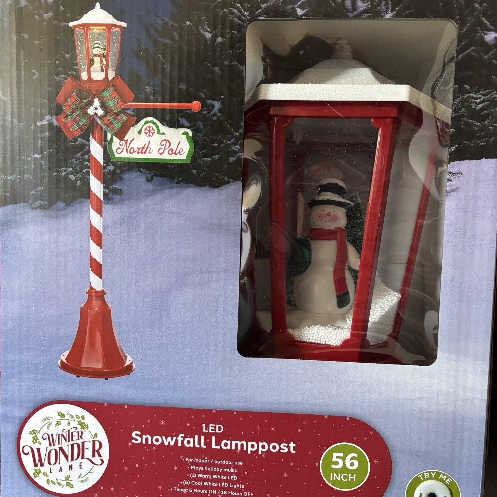 Winter Wonder Lane Snowfall 56" Lamppost Lighted Musical Holiday Christmas 07FC0E-D4 - KOEEK