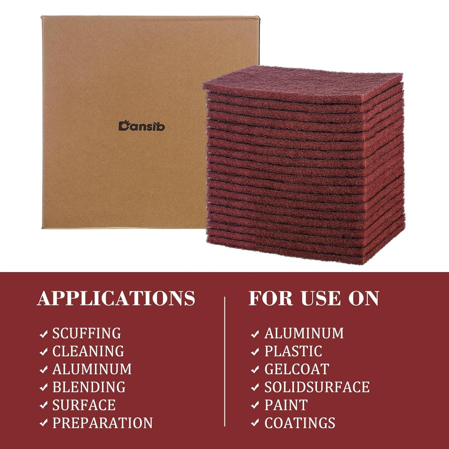 new 50 Pcs 7447 Fine General Purpose Scuff Pads 6 X 9 Inch Abrasive Hand Red 07FC0E-D4 - KOEEK